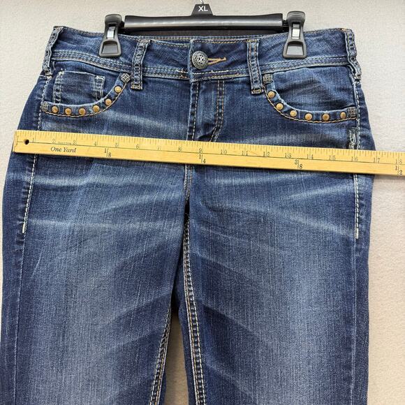 Silver Jeans Women's 27X33 (4) Blue Mid Slim Boot Cut Rivetted Pocket Western - Picture 12 of 15